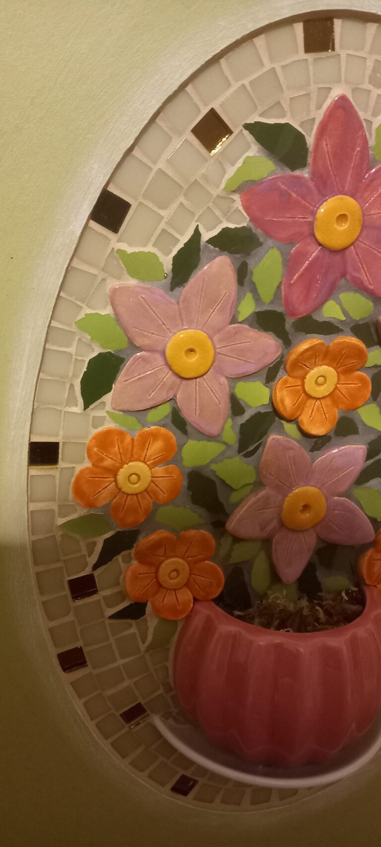 Vaso com flores em cerâmica, mosaico em MDF ou madeira, foto 3