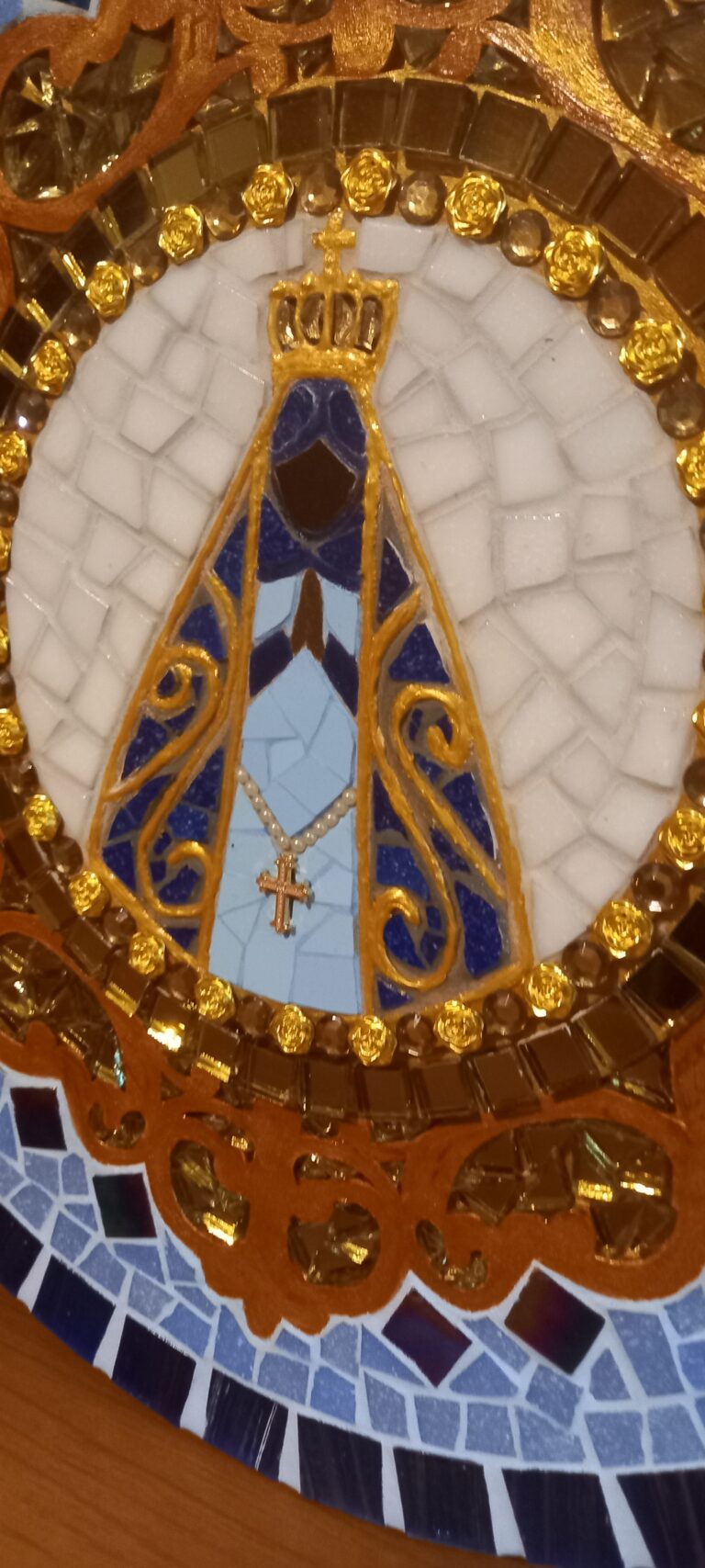 Quadro Nossa Senhora Aparecida, mosaico em MDF ou madeira, foto 4